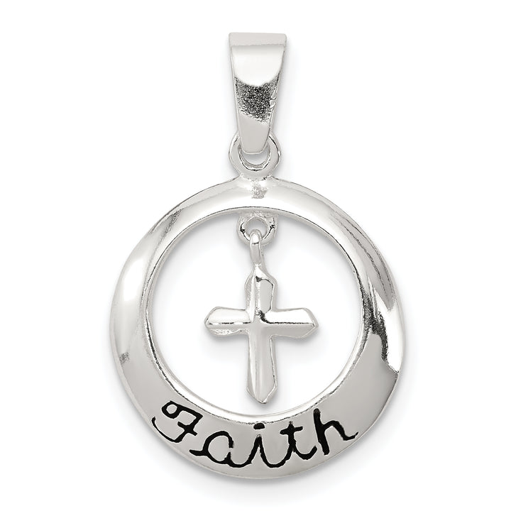 Sterling Silver Antiqued Faith with Cross Pendant