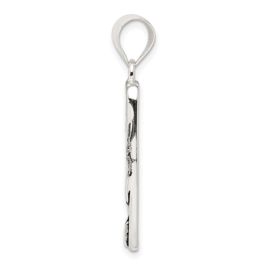 Sterling Silver You Are Never Alone Antiqued Footprint Pendant
