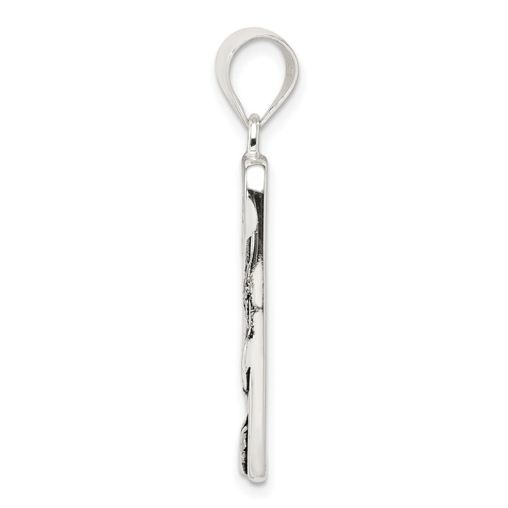 Sterling Silver You Are Never Alone Antiqued Footprint Pendant