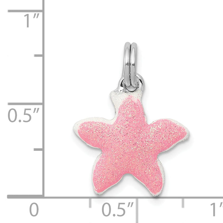 Sterling Silver Enameled Sparkle Starfish Charm