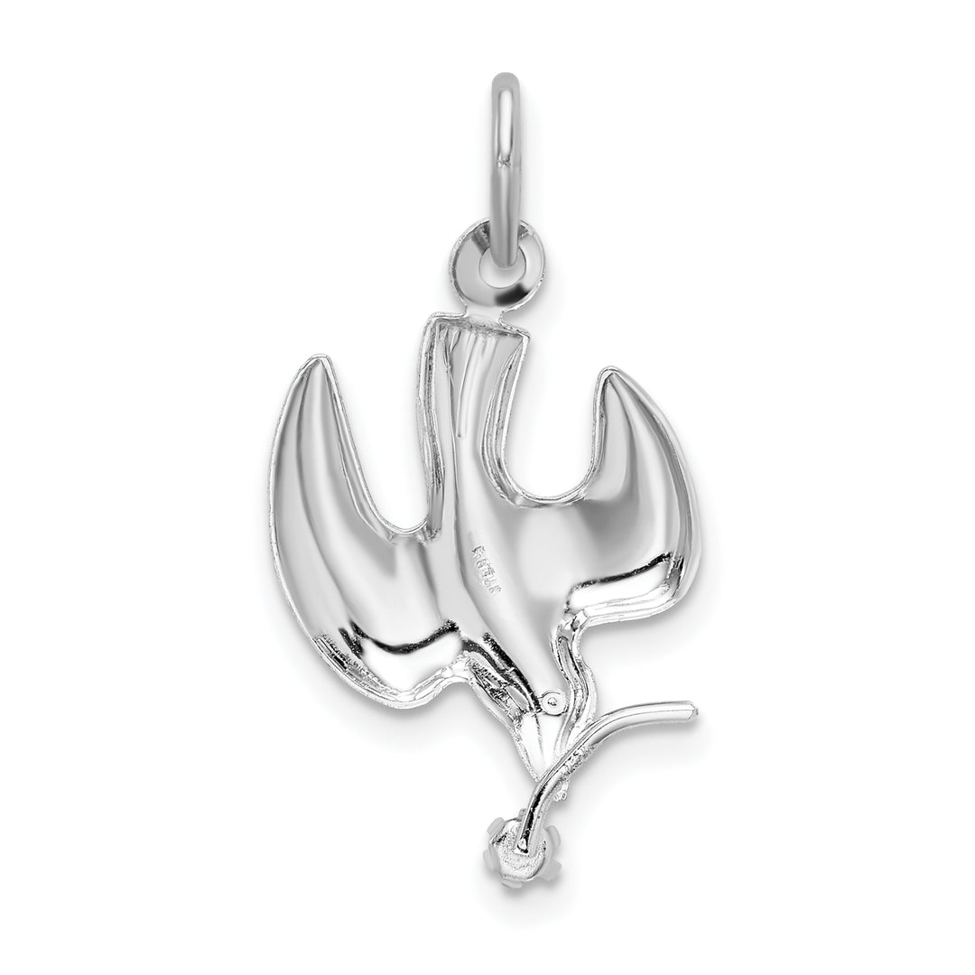 Sterling Silver Polished Dove with CZ Pendant