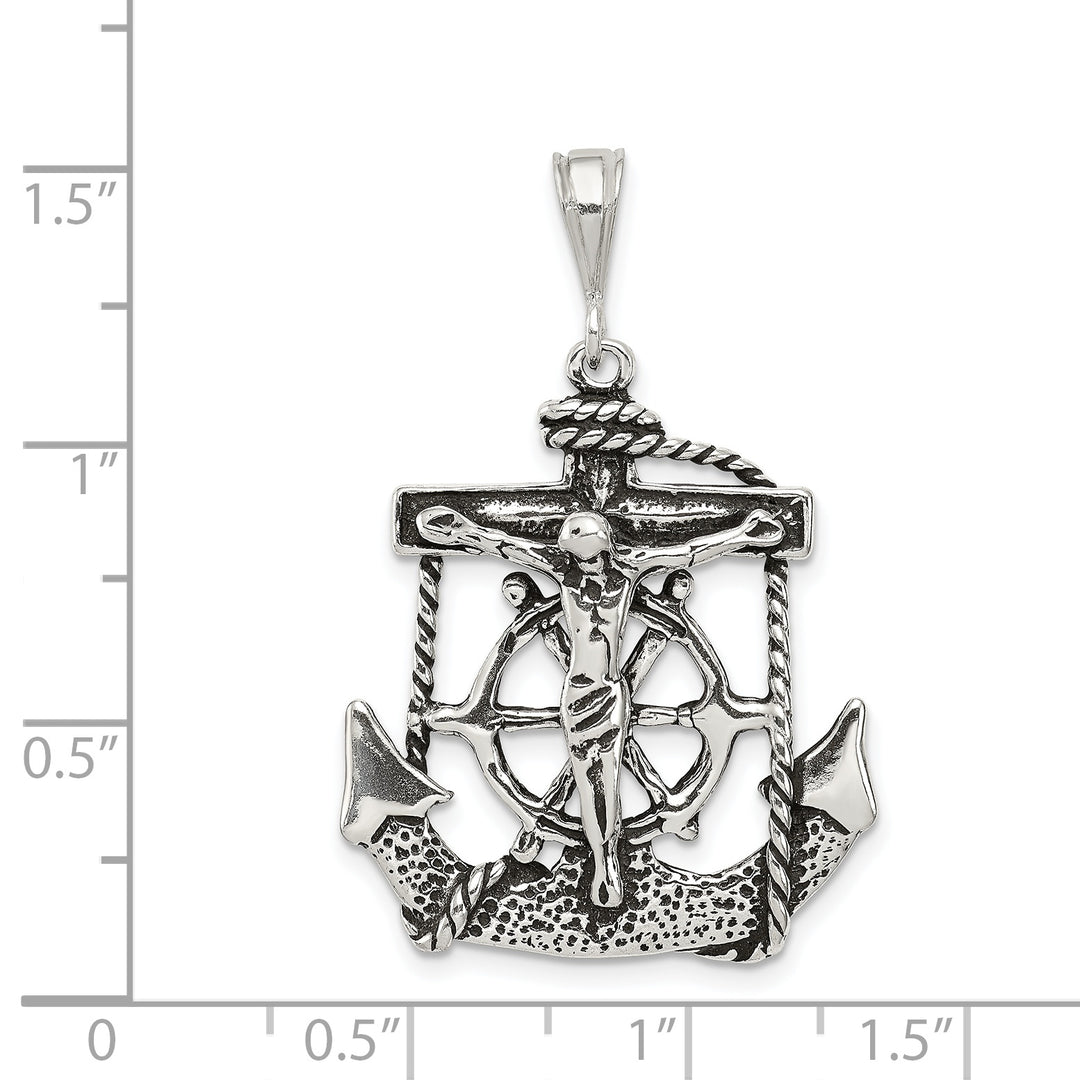 Sterling Silver Antiqued Mariner Crucifix Charm