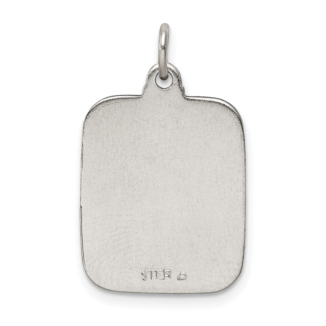 Sterling Silver Blue Enamel Square St. Christopher Medal Pendant