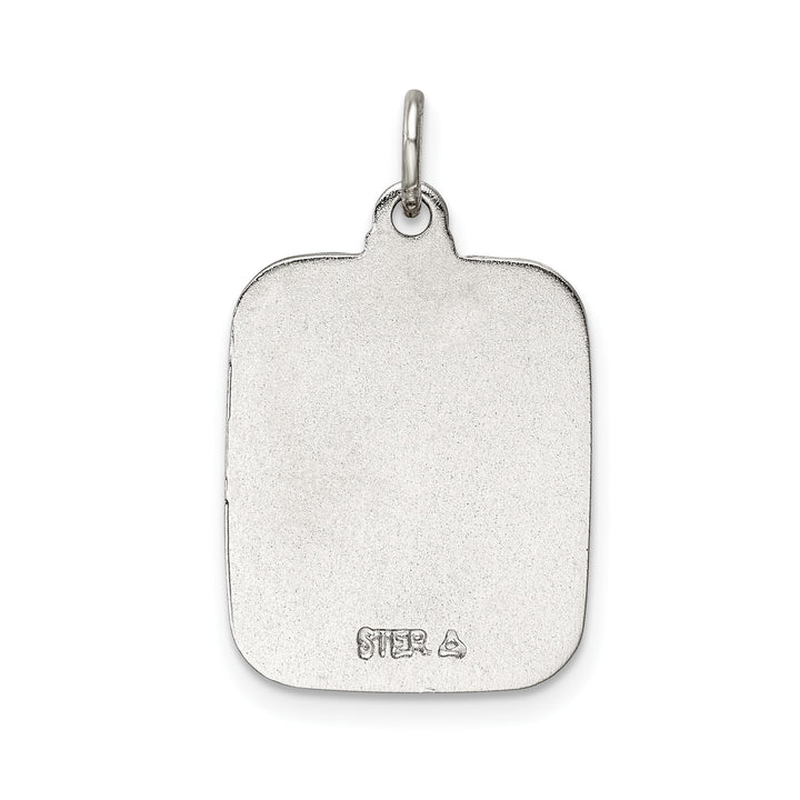 Sterling Silver Teal Enamel Square St. Christopher Medal Pendant