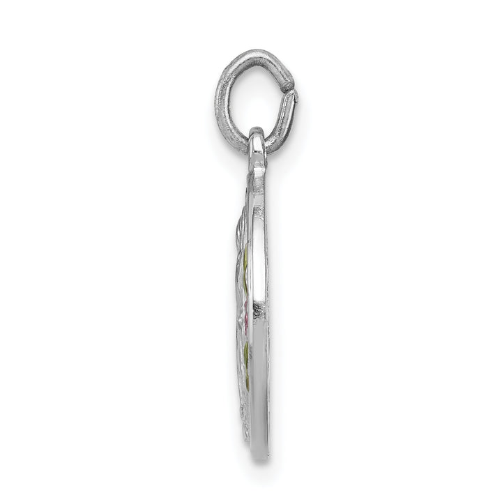 Sterling Silver Polished Epoxy Miraculous Medal Pendant