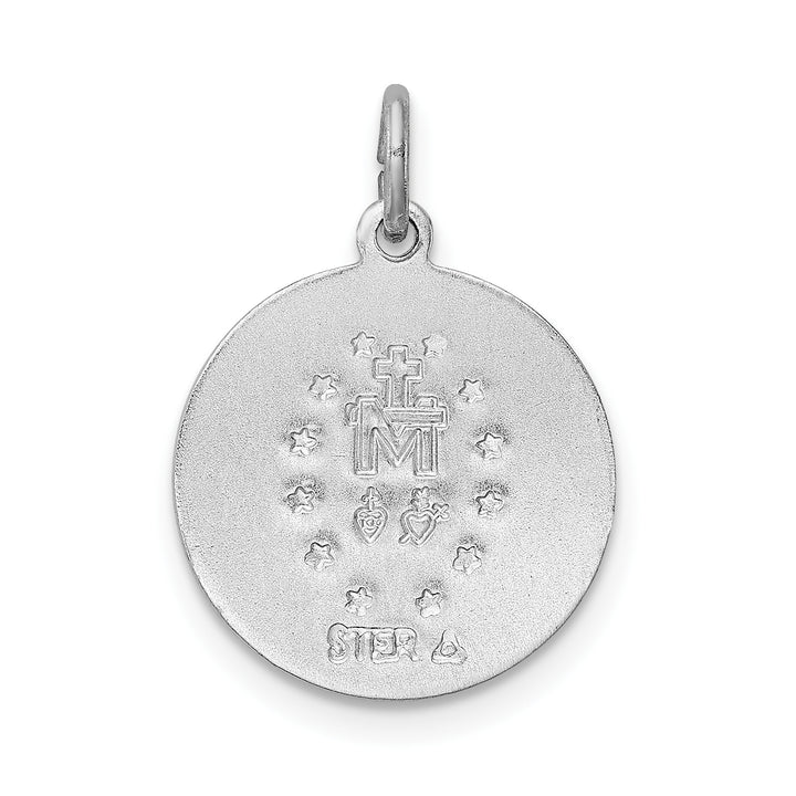 Sterling Silver Polished Epoxy Miraculous Medal Pendant