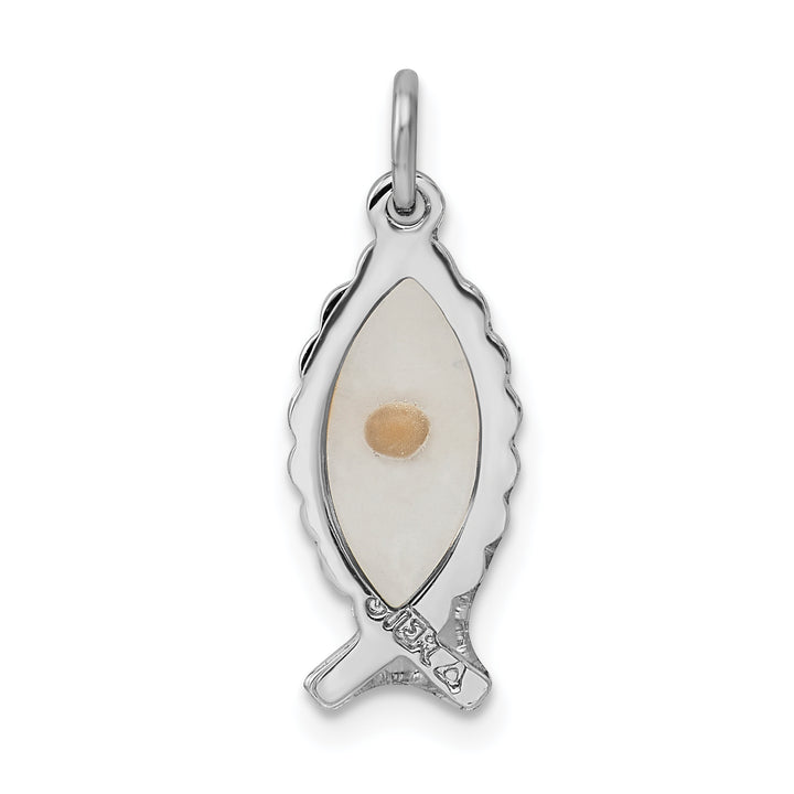 Sterling Silver Epoxy Ichthus with Mustard Seed Pendant