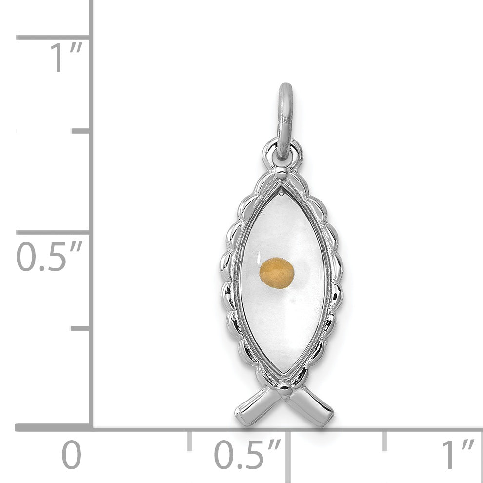 Sterling Silver Epoxy Ichthus with Mustard Seed Pendant