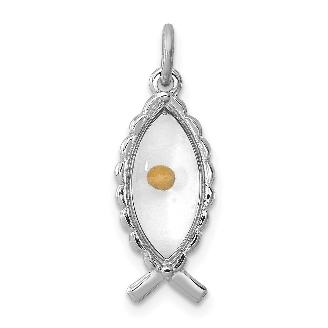 Sterling Silver Epoxy Ichthus with Mustard Seed Pendant