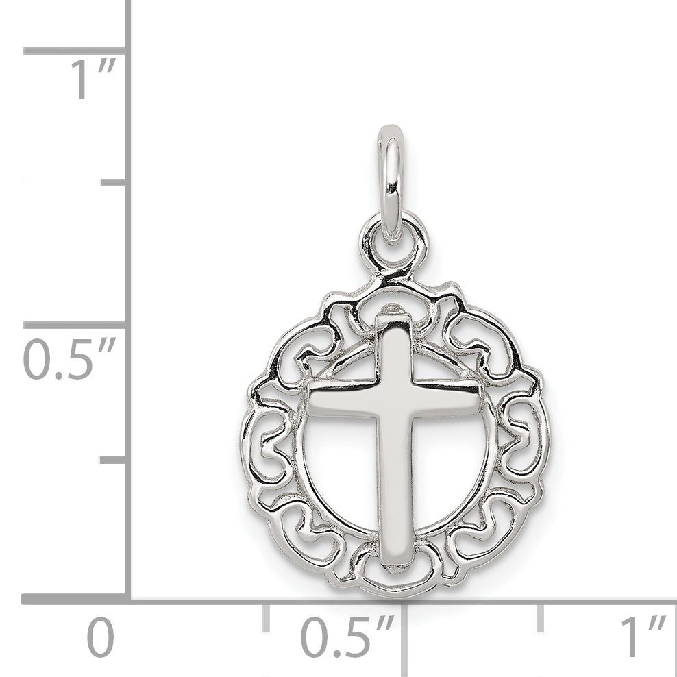 Sterling Silver Circle and Cross Pendant