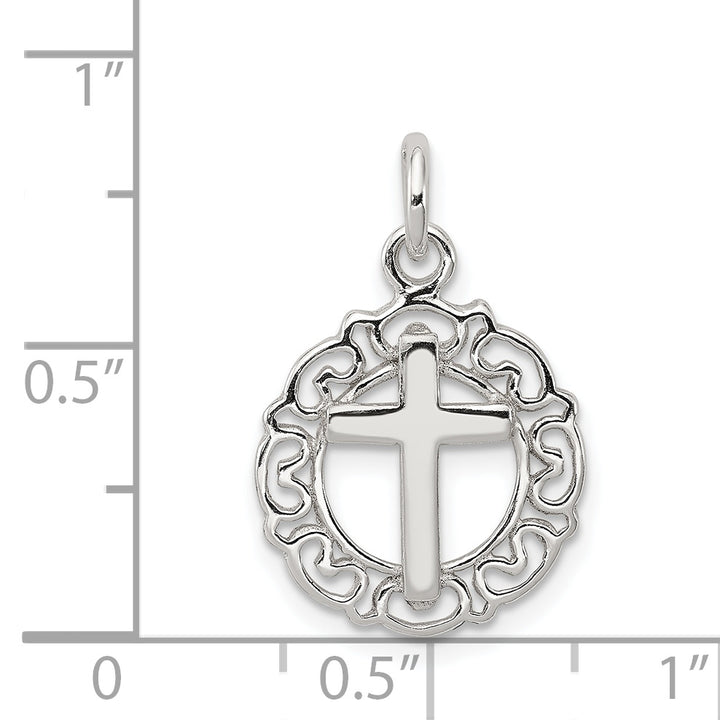 Sterling Silver Circle and Cross Pendant