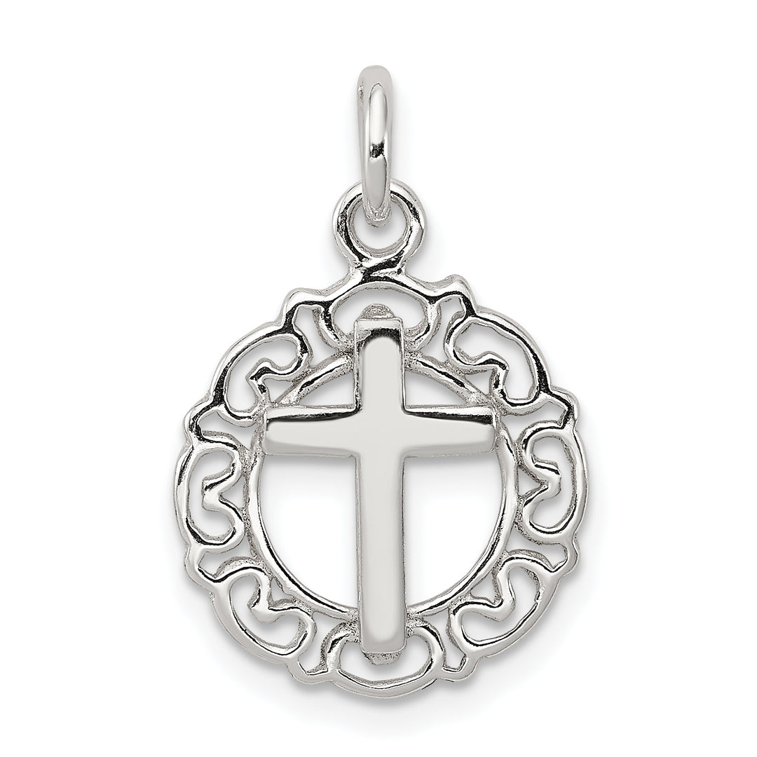 Sterling Silver Circle and Cross Pendant