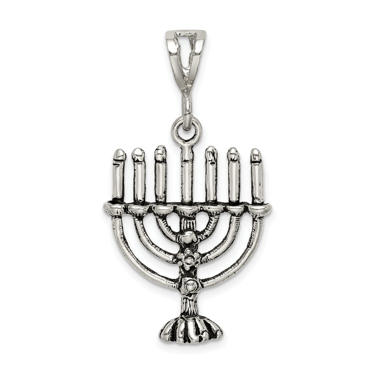 Sterling Silver Antiqued Menorah Charm