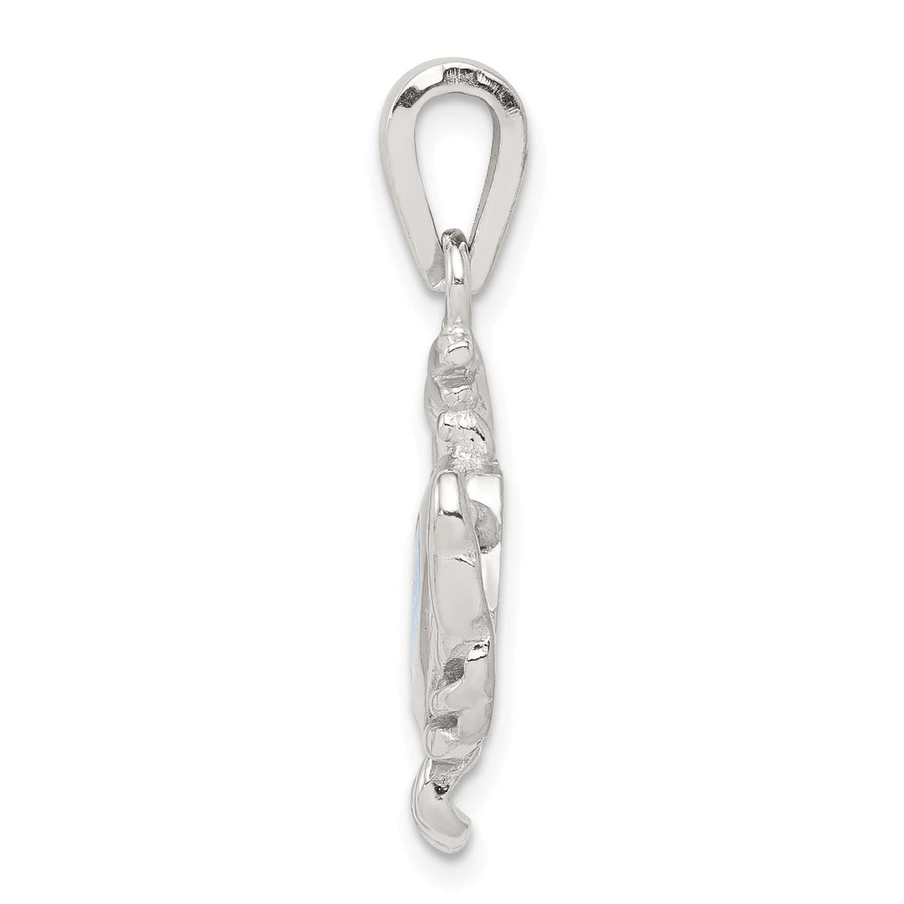 Sterling Silver Blue Inlay Created Opal Crab Pendant
