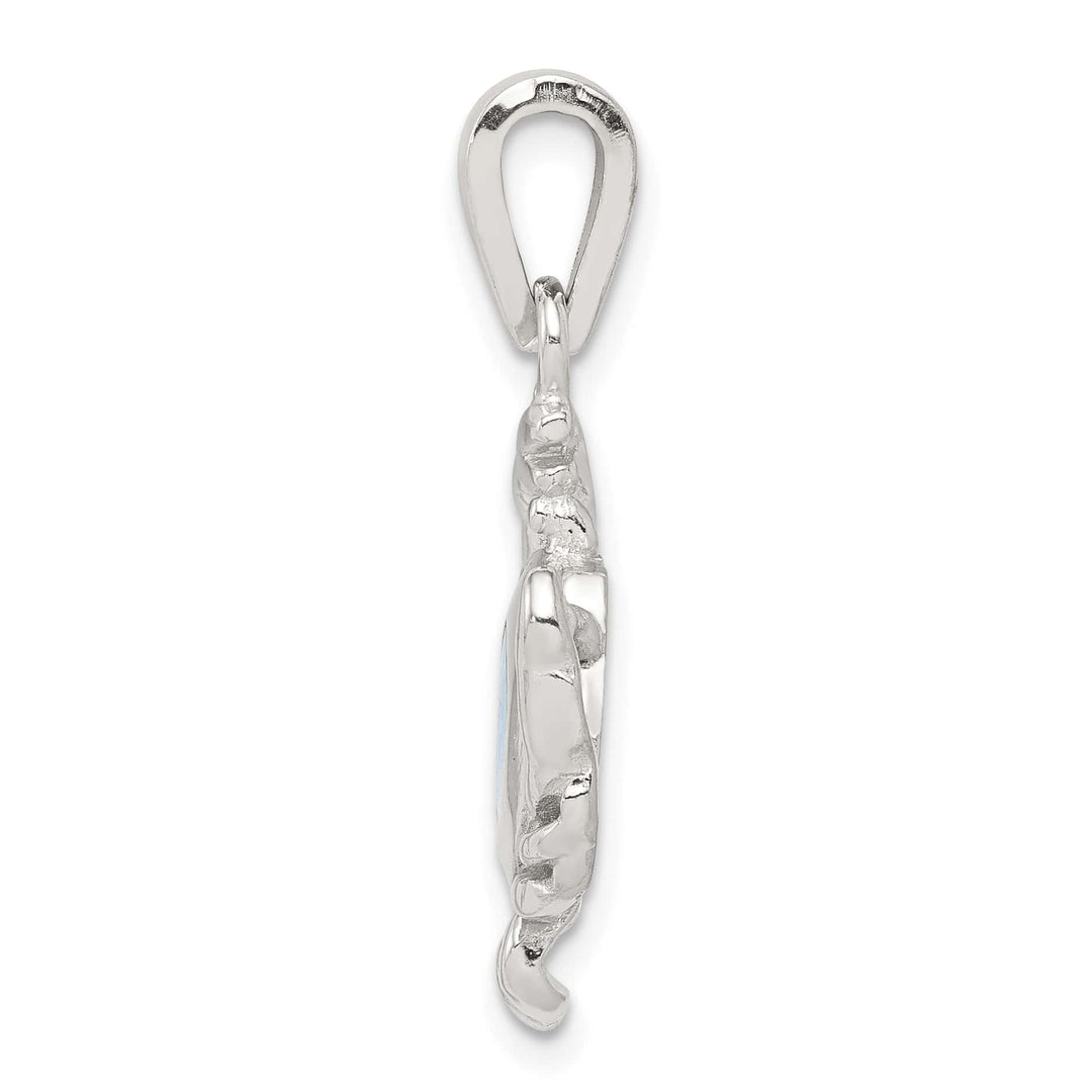 Sterling Silver Blue Inlay Created Opal Crab Pendant