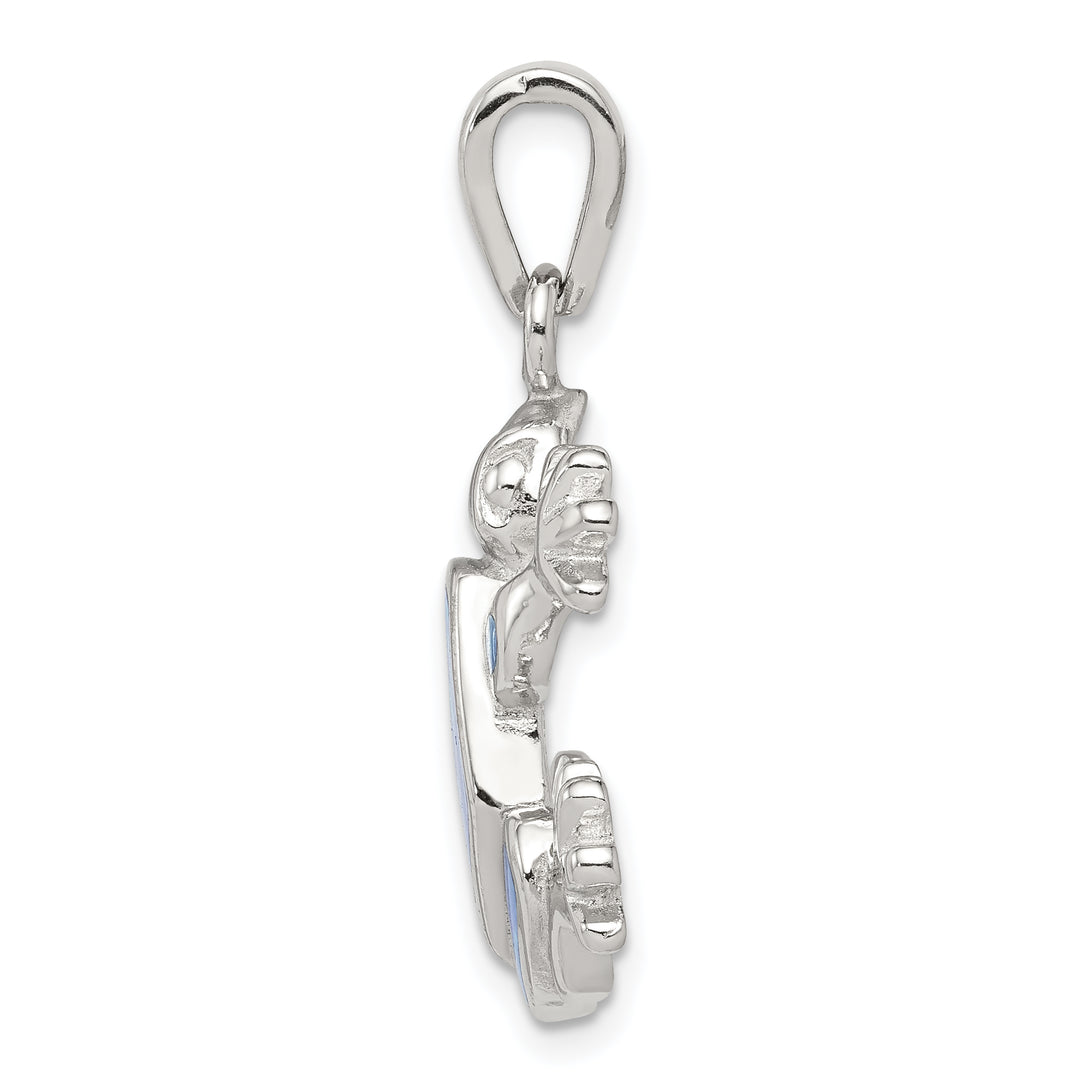 Sterling Silver Blue Inlay Created Opal Frog Pendant