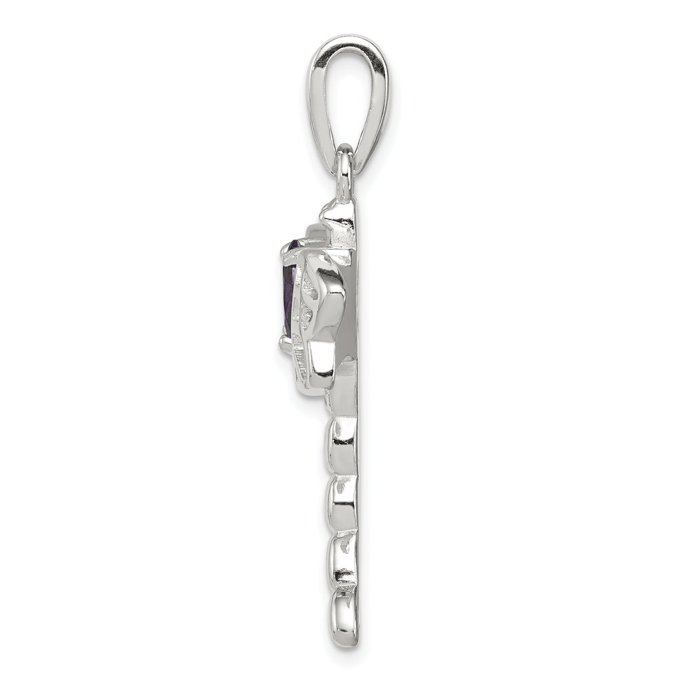 Sterling Silver Created Opal Dragonfly Amethyst Pendant