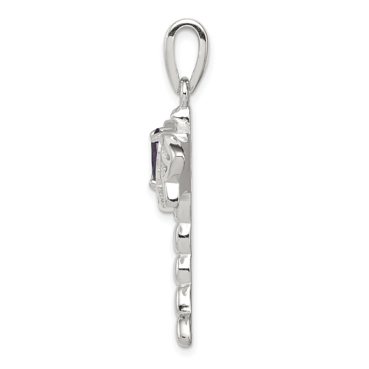 Sterling Silver Created Opal Dragonfly Amethyst Pendant