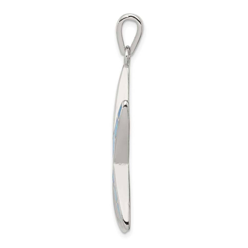 Sterling Silver Blue Inlay Created Opal Starfish Pendant
