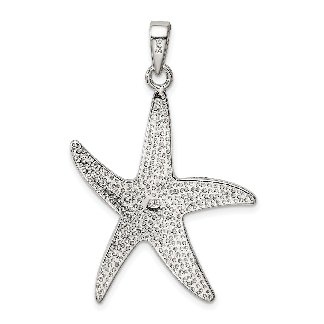 Sterling Silver Blue Inlay Created Opal Starfish Pendant