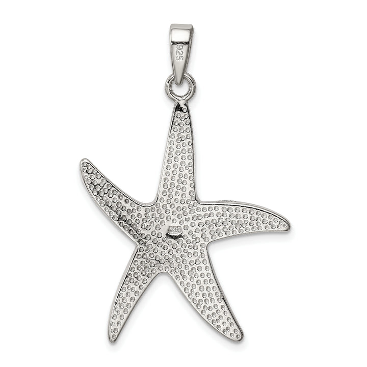 Sterling Silver Blue Inlay Created Opal Starfish Pendant