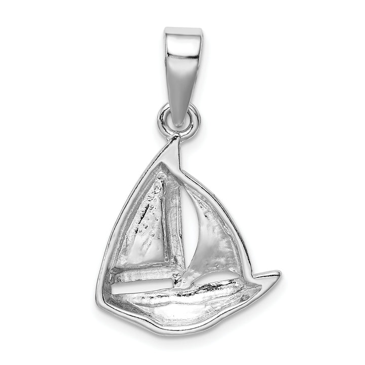 Sterling Silver Blue Inlay Created Opal Sailboat Pendant