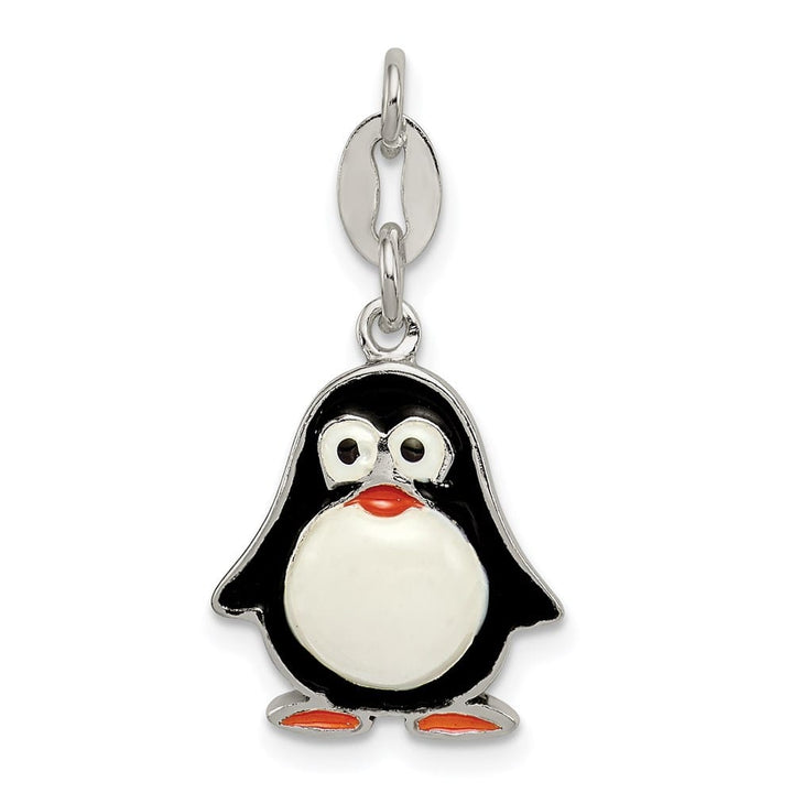 Sterling Silver Enameled Penguin Pendant