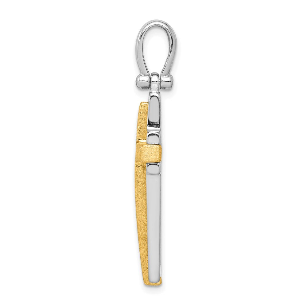 Sterling Silver tone Brushed and Polished Latin Cross Pendant, view 2 of 4
