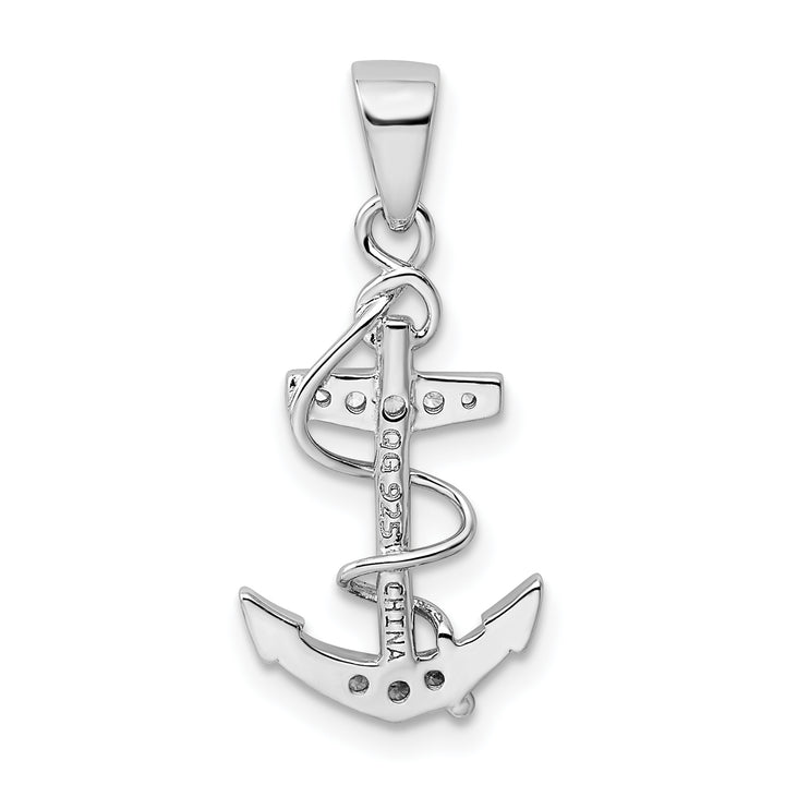 Sterling Silver CZ Anchor Pendant