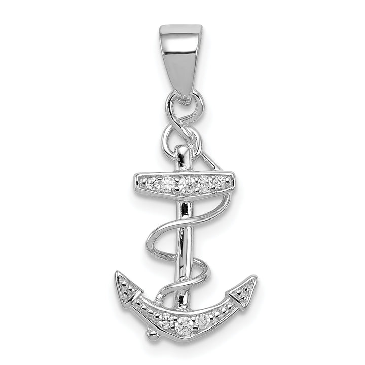 Sterling Silver CZ Anchor Pendant