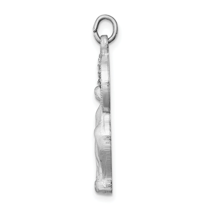Sterling Silver Polished and Satin CZ Miraculous Medal Pendan