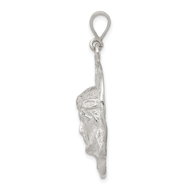 Sterling Silver Polished and Textured Jesus Head Pendant