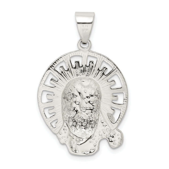 Sterling Silver Polished and Textured Jesus Head Pendant
