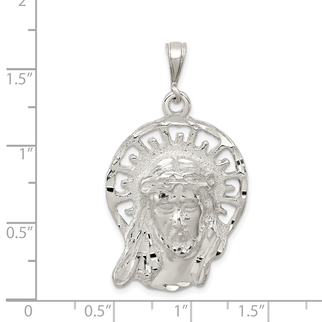 Sterling Silver Polished and Textured Jesus Head Pendant