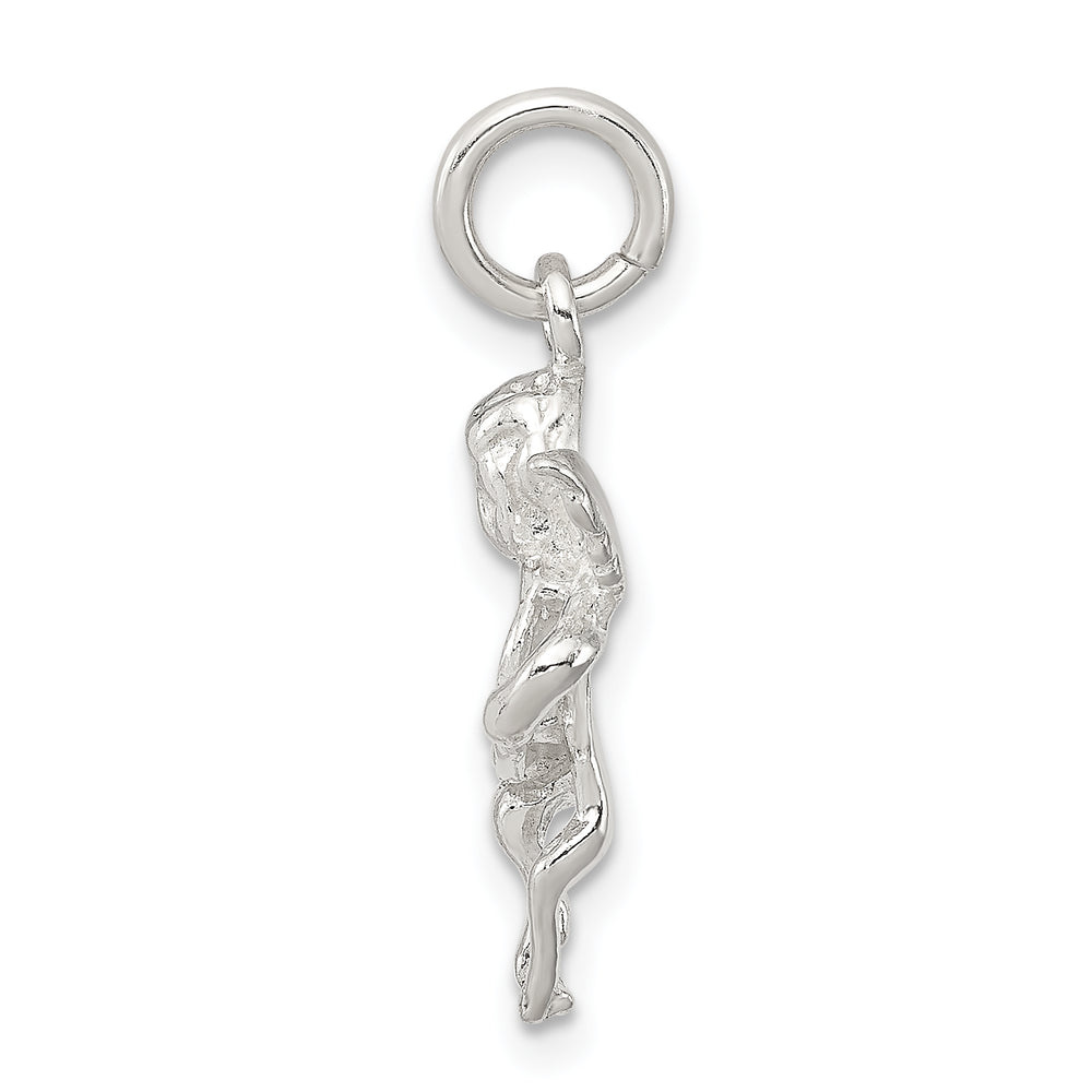 Sterling Silver Polished and Textured Angel Love Pendant