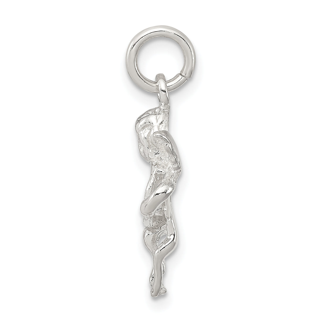 Sterling Silver Polished and Textured Angel Love Pendant