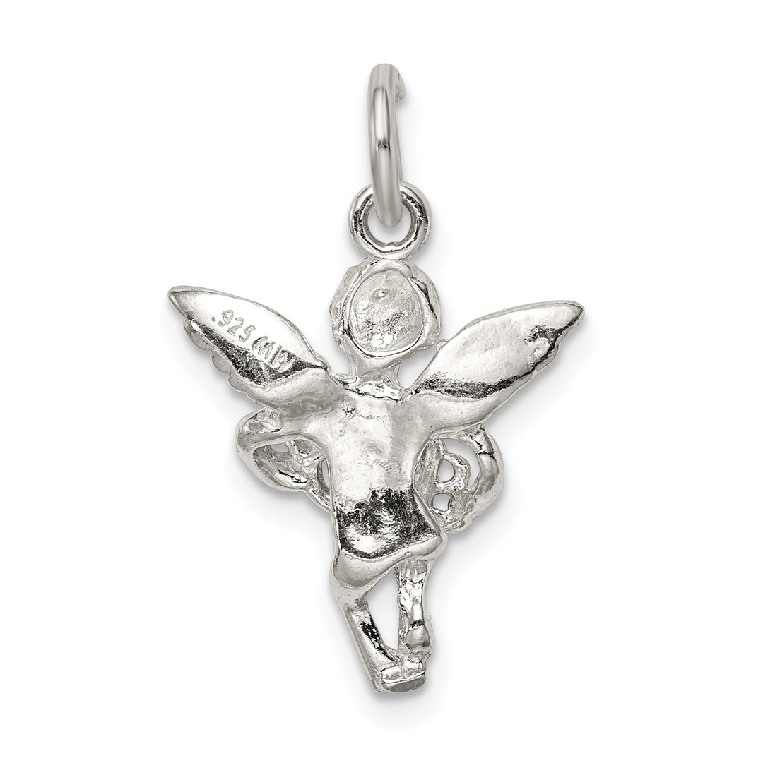Sterling Silver Polished and Textured Angel Love Pendant