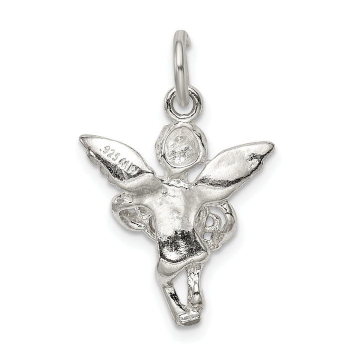 Sterling Silver Polished and Textured Angel Love Pendant