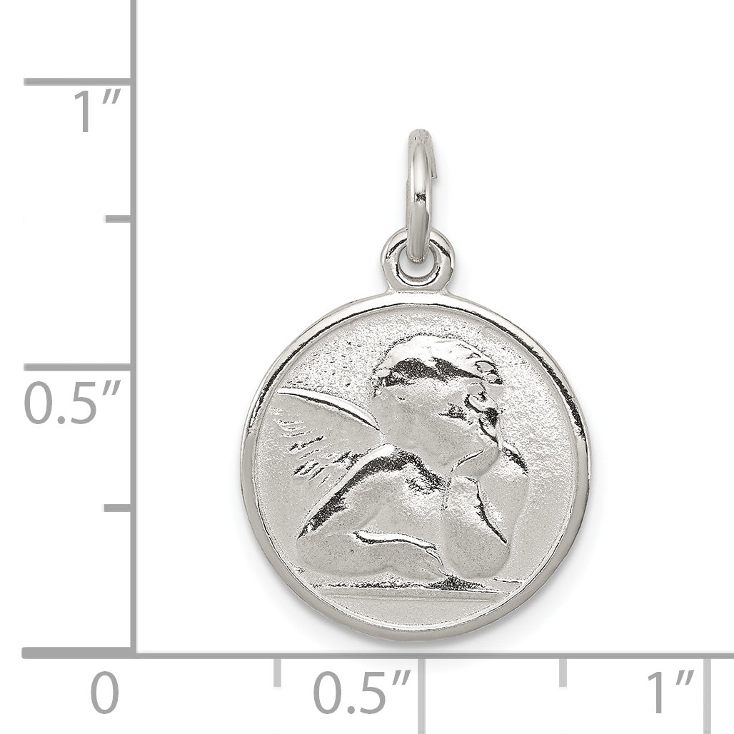 Sterling Silver Polished and Textured Small Raphael Angel Pendant