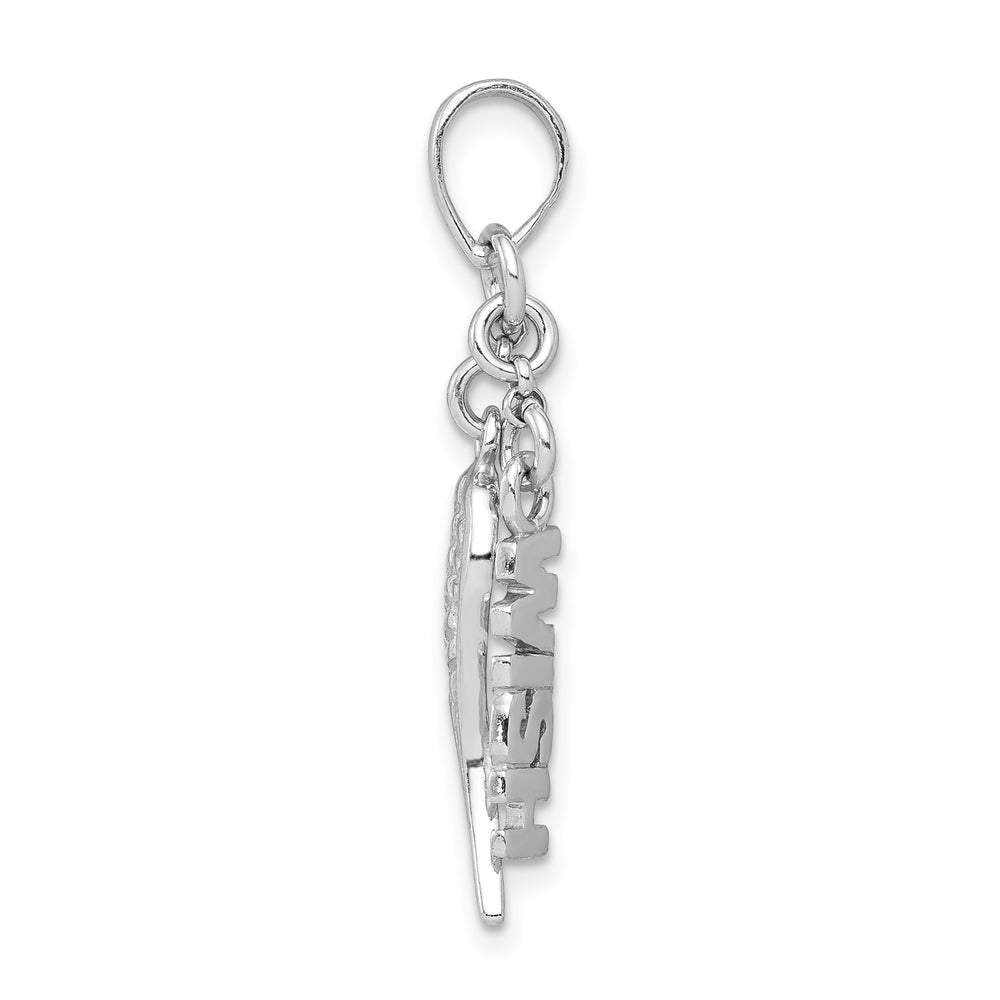 Sterling Silver Polished/Textured Wish/Angel Wing Pendant