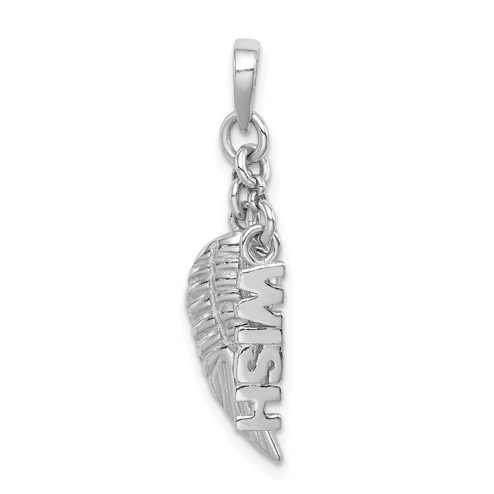 Sterling Silver Polished/Textured Wish/Angel Wing Pendant