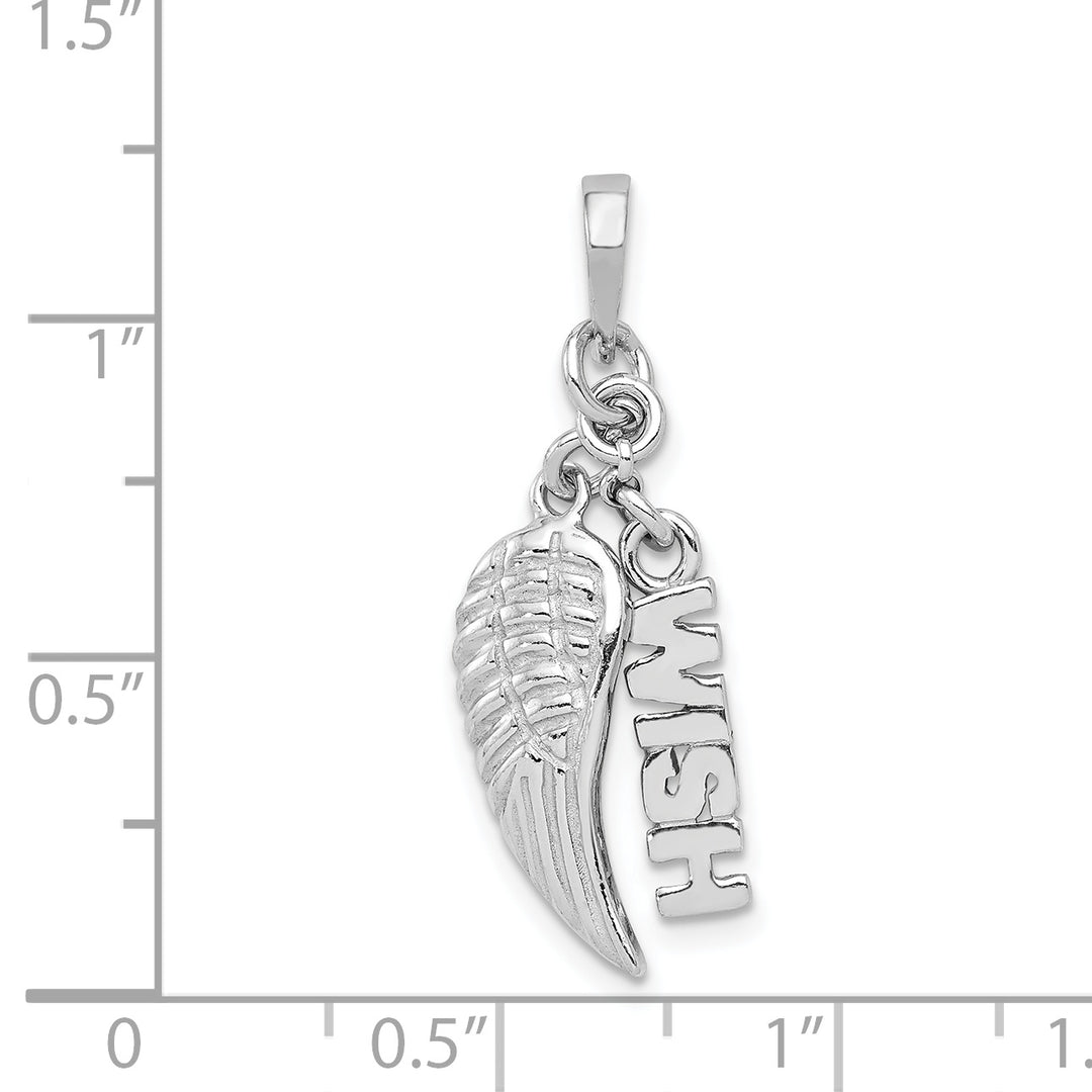Sterling Silver Polished/Textured Wish/Angel Wing Pendant
