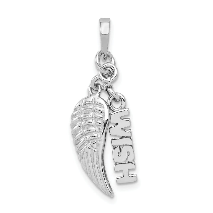 Sterling Silver Polished/Textured Wish/Angel Wing Pendant