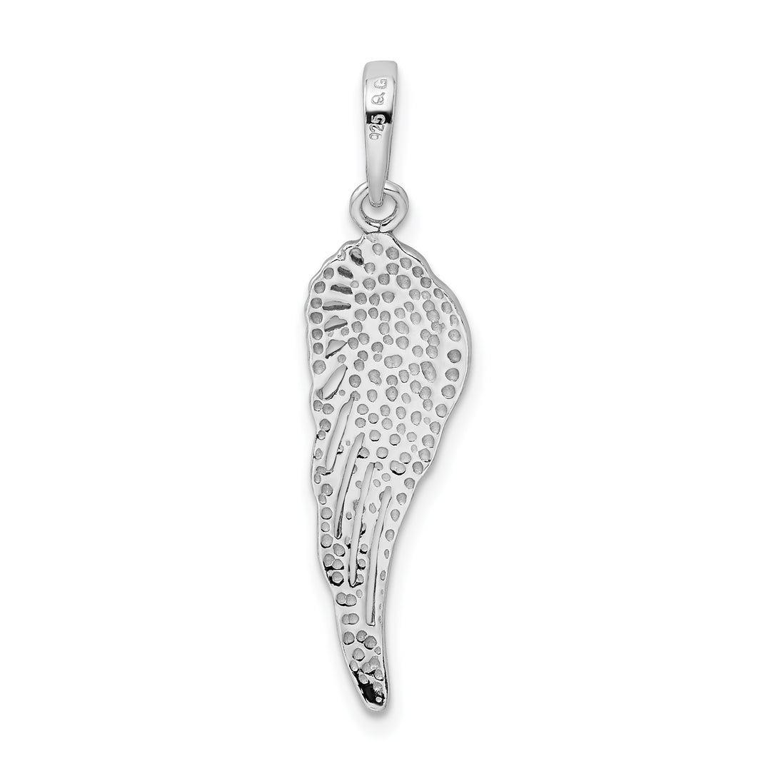 Sterling Silver Polished/Textured Angel Wing Pendant