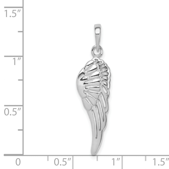 Sterling Silver Polished/Textured Angel Wing Pendant