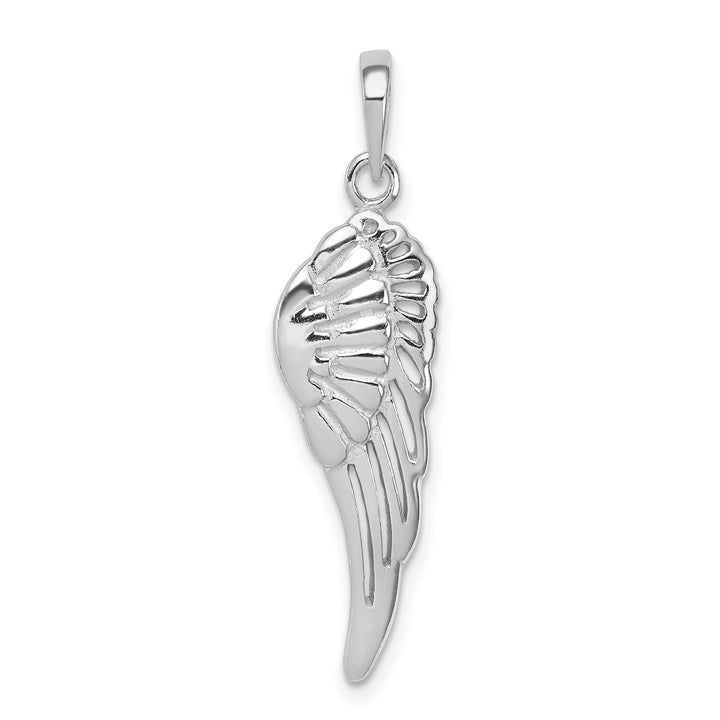 Sterling Silver Polished/Textured Angel Wing Pendant