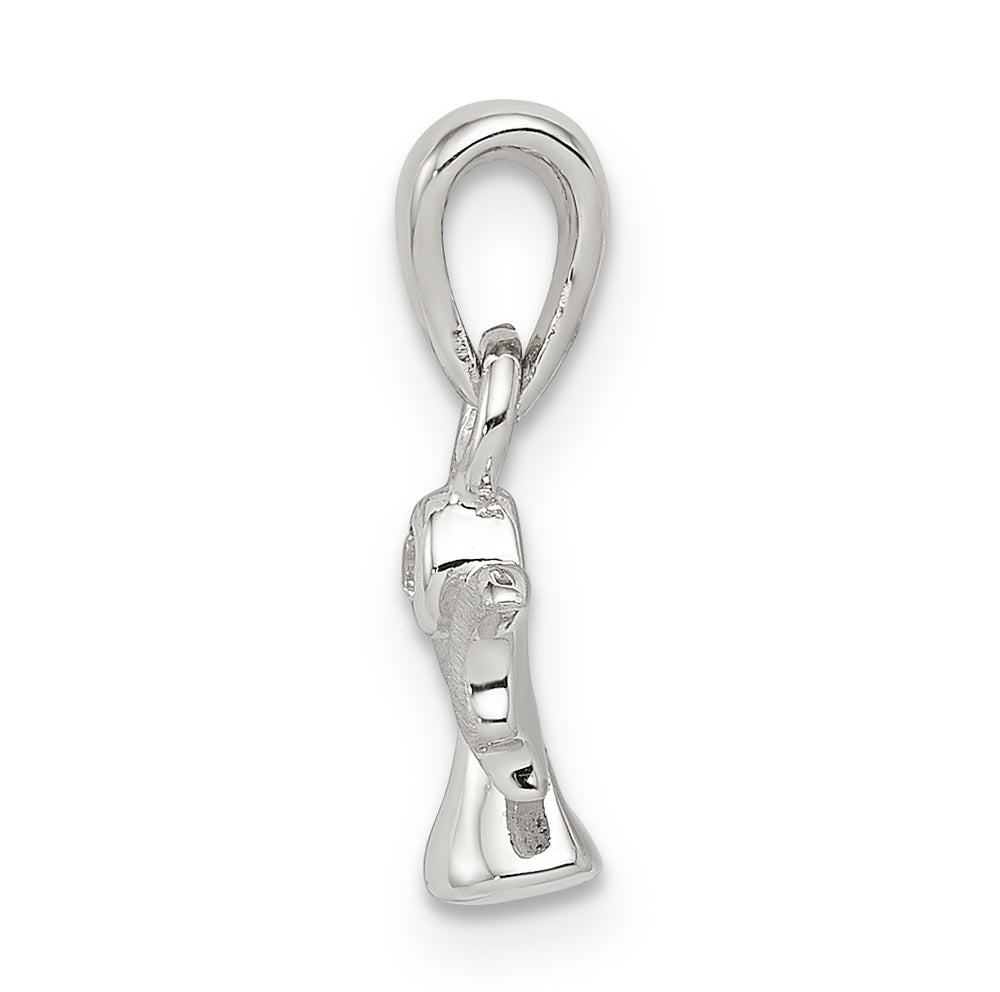 Sterling Silver Polished/Satin CZ Angel Pendant