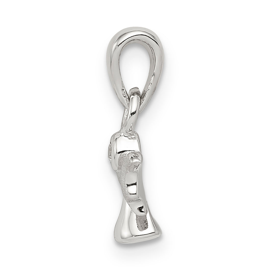 Sterling Silver Polished/Satin CZ Angel Pendant