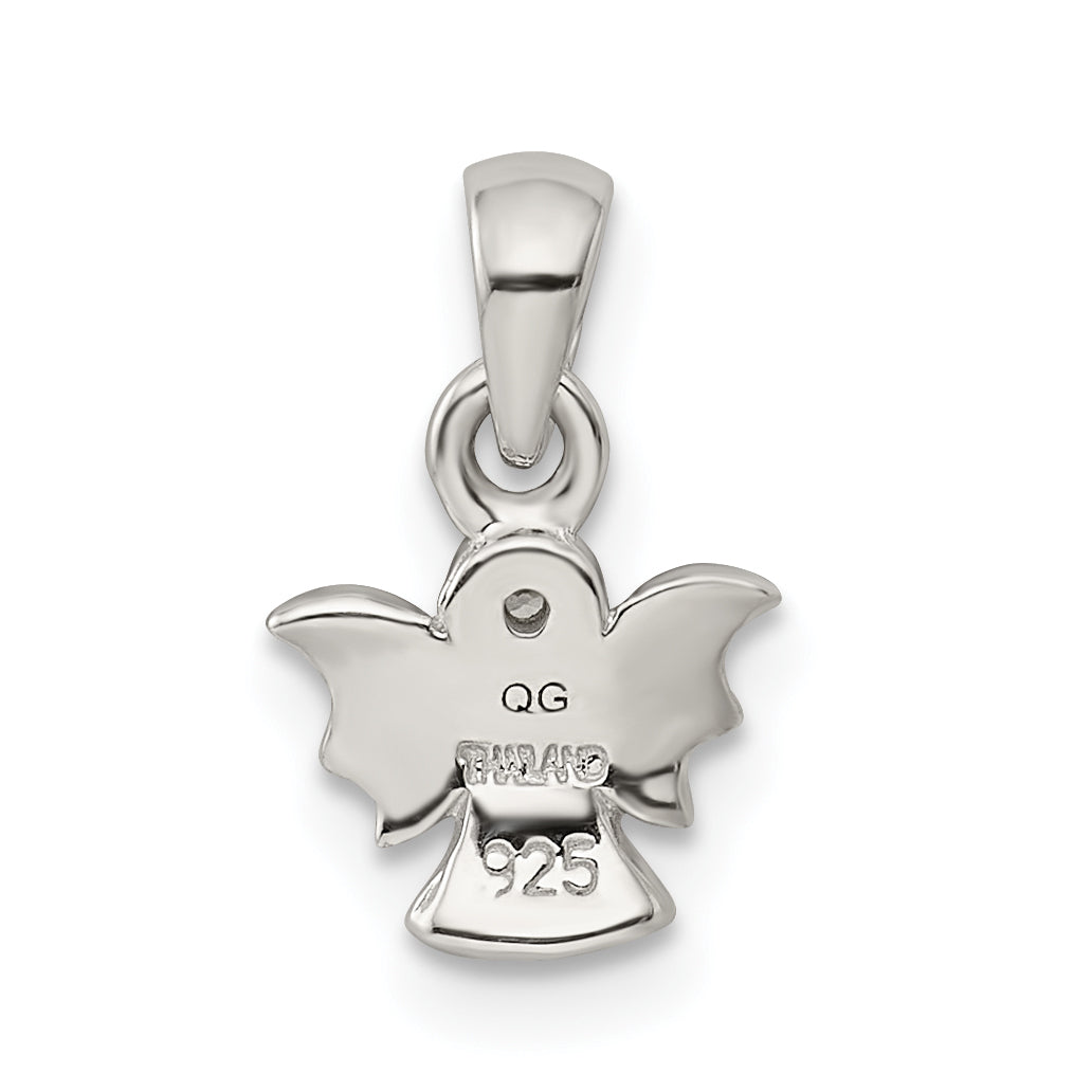 Sterling Silver Polished/Satin CZ Angel Pendant