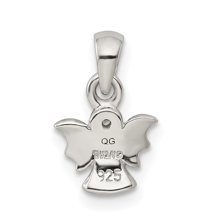 Sterling Silver Polished/Satin CZ Angel Pendant